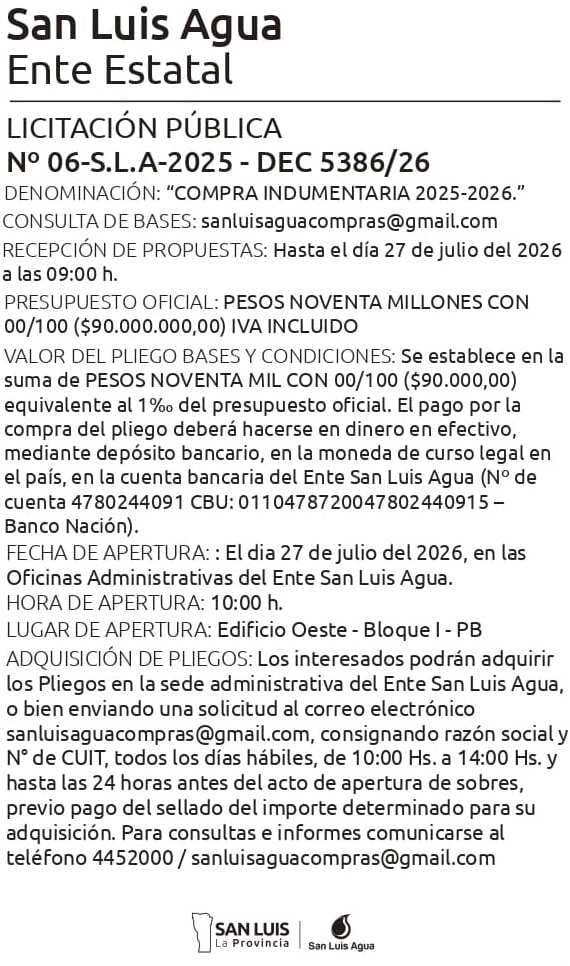 LICITACIÓN N°6 – SLA – 2025