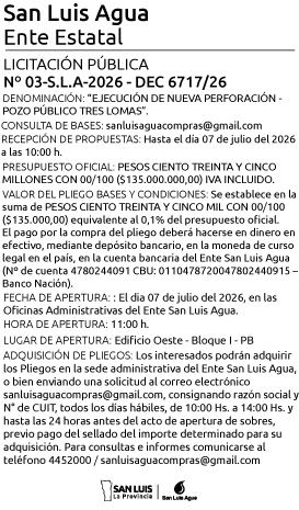 LICITACIÓN N°3 – SLA – 2026