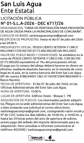 LICITACIÓN N°1 – SLA – 2026